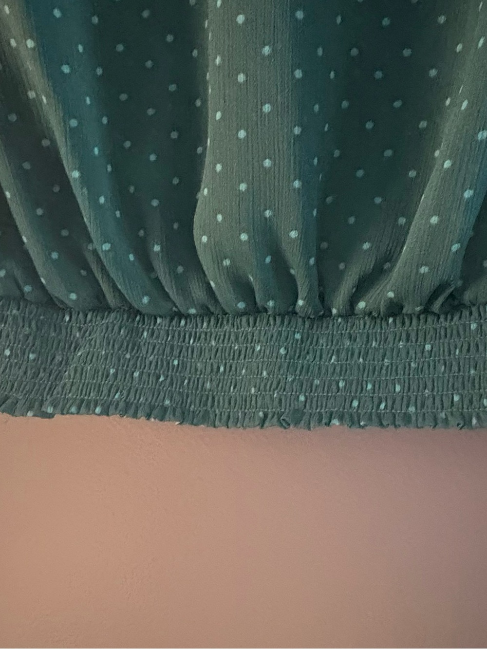 The Limited Teal Polka Dot Tie Neck Blouse XS | Sheer 3/4 Sleeve - Picture 6 of 8